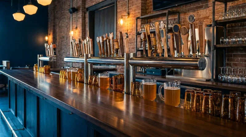 Craft beer tap handles and glassware on a polished bar, How to Get a Liquor License in Illinois