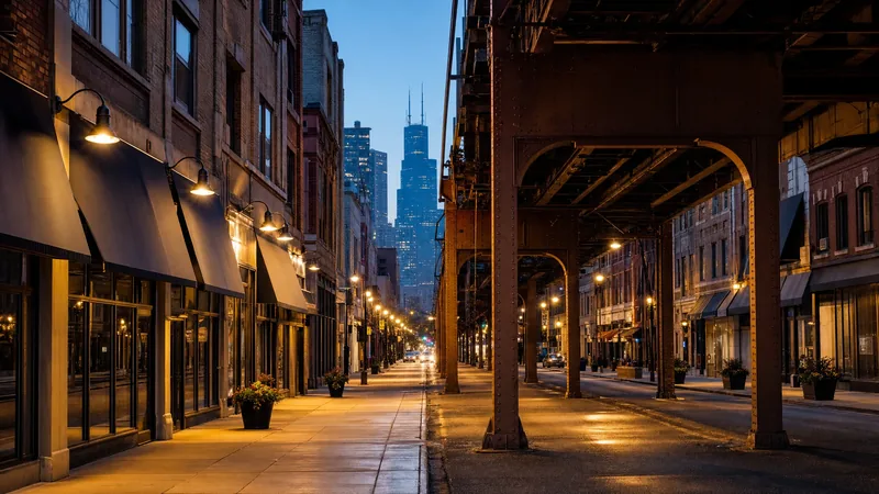 Chicago neighborhood commercial street with an elevated train line, Chicago Business License